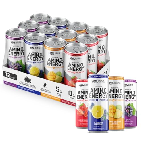 51JVNSGumrL.jpg Optimum Nutrition Amino Energy Drink + Electrolytes for Hydration - Sugar Free, Amino Acids, BCAA, Keto Friendly, Sparkling Drink - Variety Pack of 12 (Packaging May Vary) - Image 1