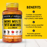 MASON NATURAL Mini Multi Vitamins with Iron, Vitamins A, C, D, E, B1, B2, B3, B6, B12, Folate and Calcium for Overall Health, 1 Year Supply - Image 7
